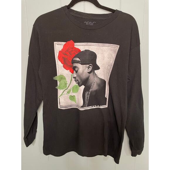 Tupac Shakur Graphic Rose long-sleeved t-shirt, Size XS - Picture 1 of 5
